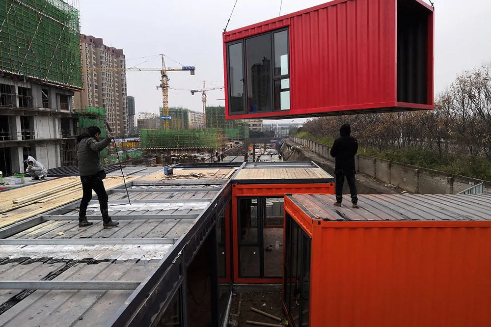 山东枣庄世家风华集装箱售楼部设计施工
